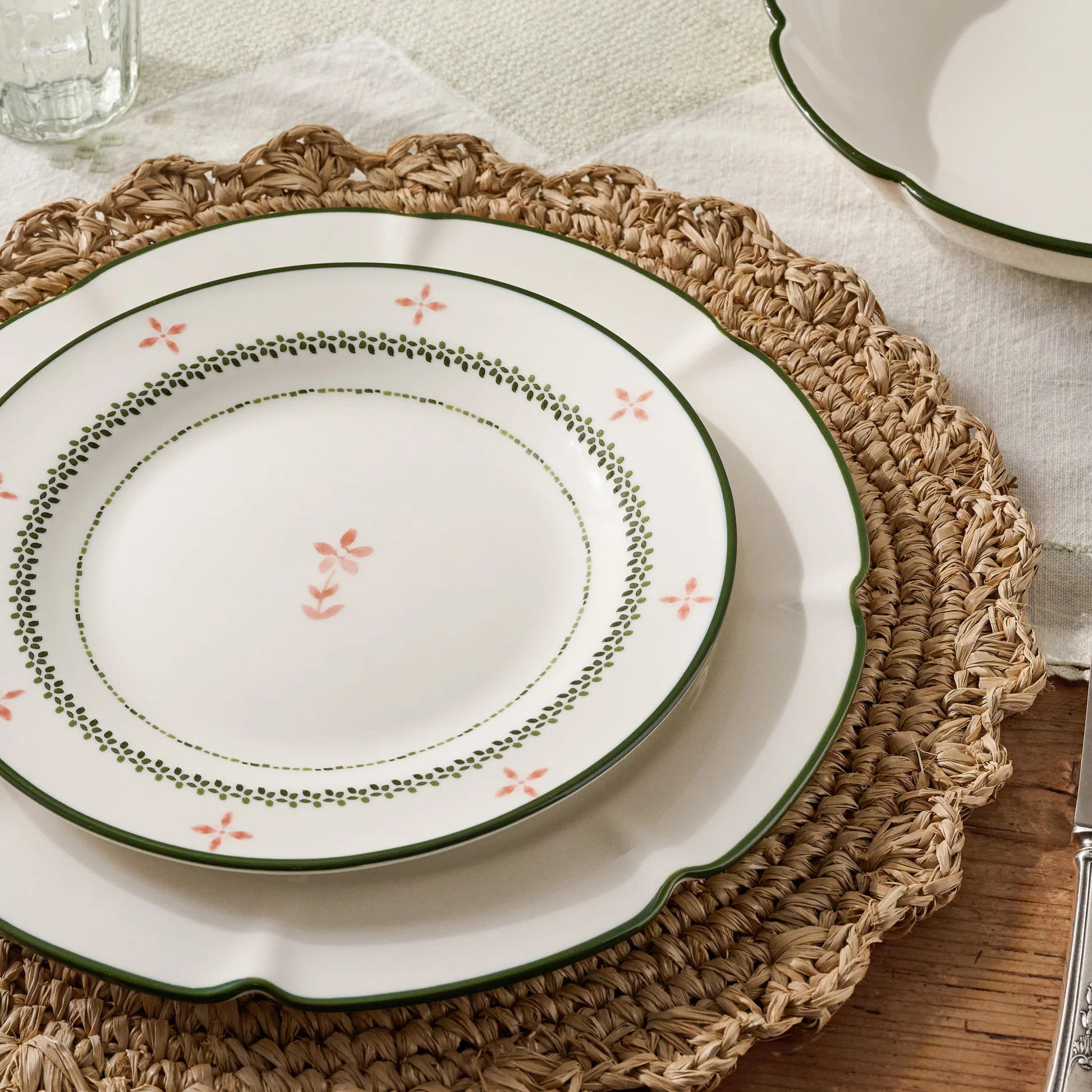 Green Luna Scalloped 3-Piece Place Setting | Magnolia