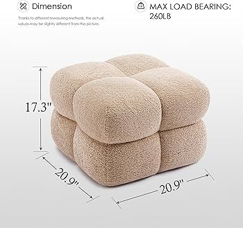 Zesthouse Square Pouf Ottoman, Modern Ottoman Coffee Table for Living Room, Fuzzy Sherpa Ottoman ... | Amazon (US)