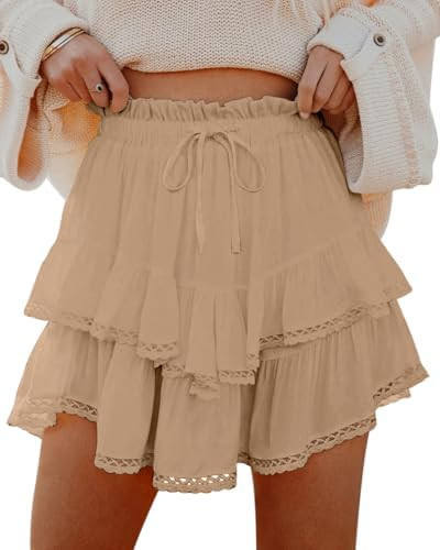 Flowy Shorts for Women Casual Boho Ruffle Tiered Skorts High Waist Mini Skirts Golf Tennis Drawst... | Amazon (US)