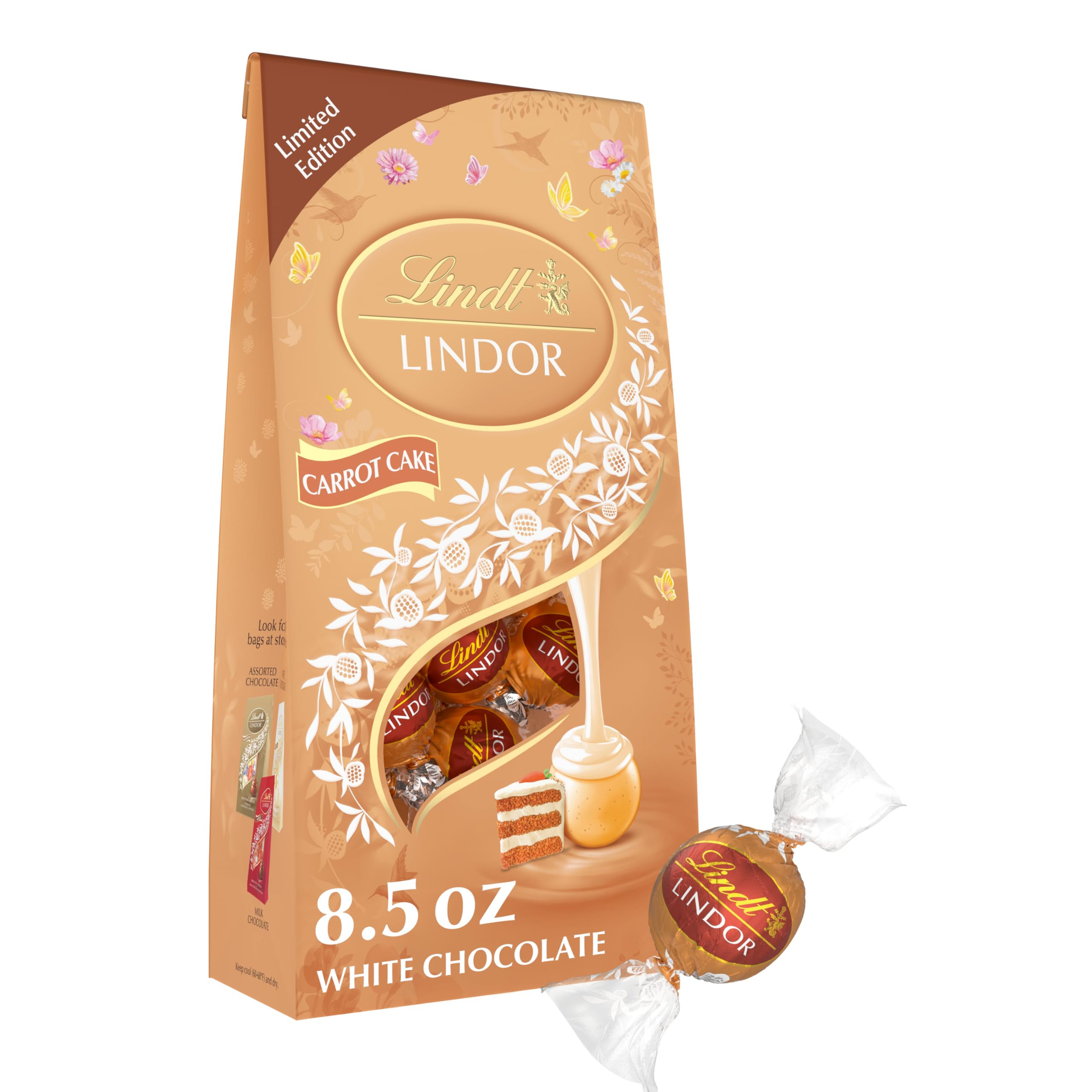 Lindt LINDOR Carrot Cake White Chocolate Candy Truffles, White Chocolate With Carrot Cake Truffle... | Amazon (US)