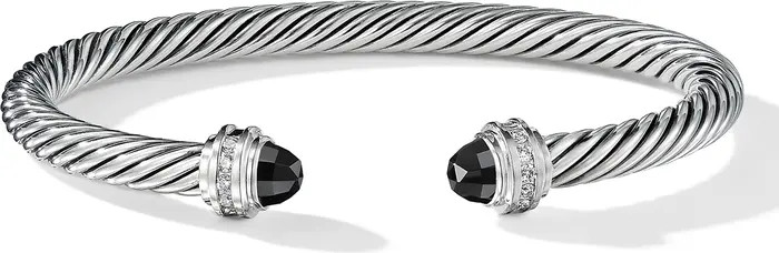 Classic Cable Bracelet in Sterling Silver with Semiprecious Stones & Diamonds, 5mm | Nordstrom