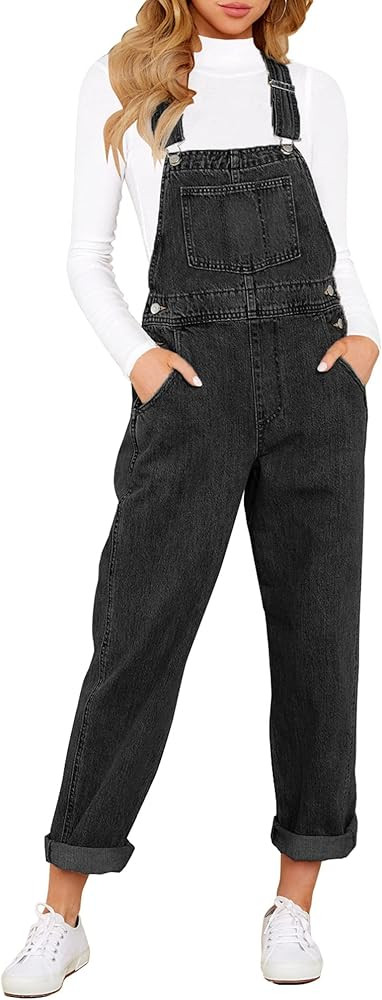 LookbookStore Women's Casual Stretch Denim Bib Overalls Pants Pocketed Jeans Jumpsuits | Amazon (US)