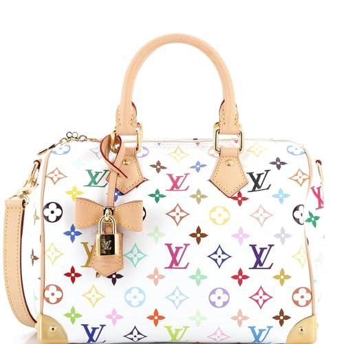 Louis Vuitton, Pre-Loved x Takashi Murakami Speedy Soft Bandouliere Bag Monogram Multicolor 25, White | Amazon (US)