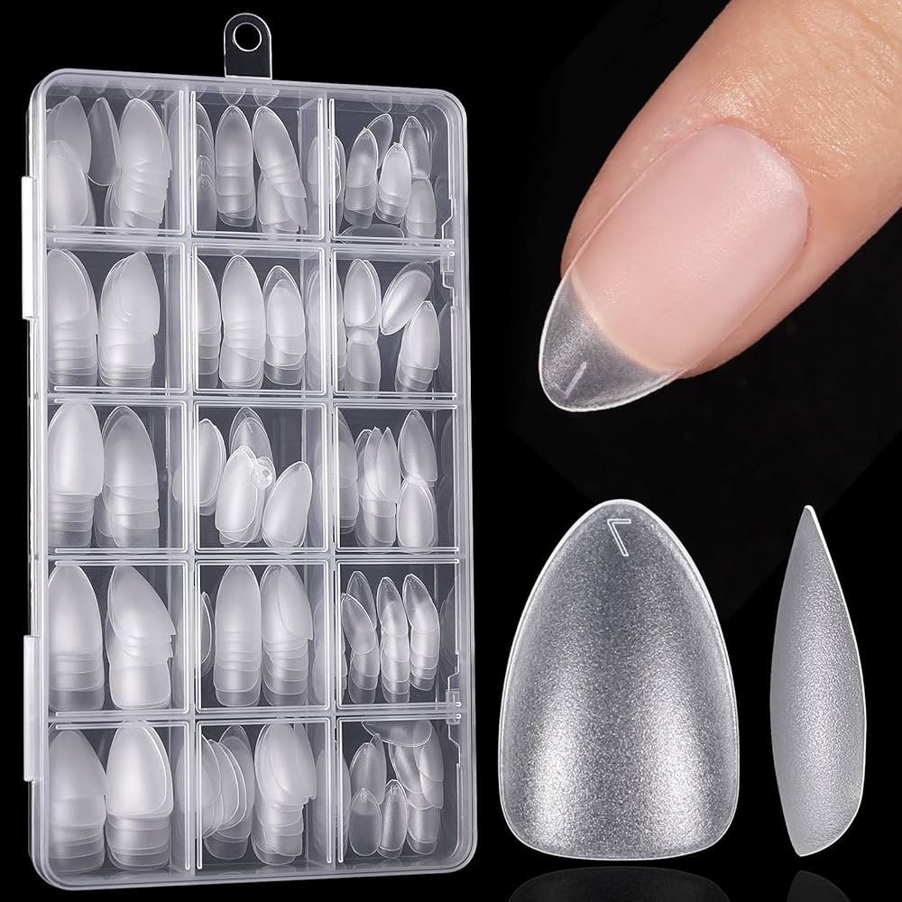 Ejiubas Short Almond Nail Tips - Upgraded Matte Gel No Filed, 300PCS Pre-shaped Full Cover Nails ... | Amazon (US)