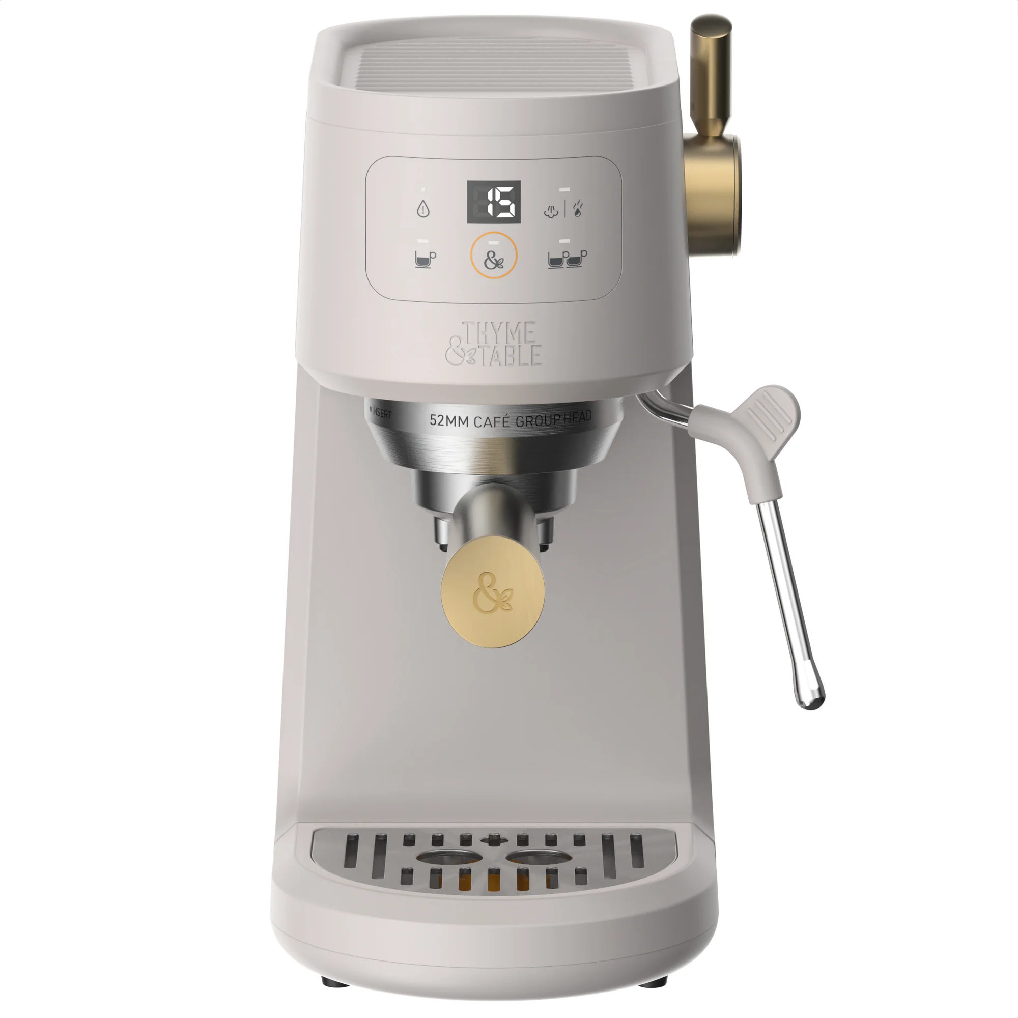 Thyme & Table Barista Mini Espresso Machine with 15-Bar Pressure and Steam Wand, Sand White | Walmart (US)