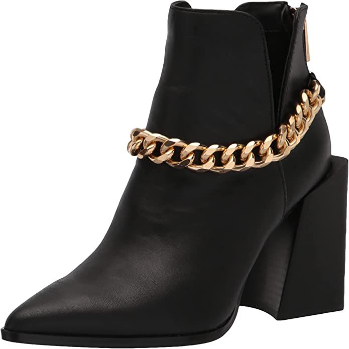 Amazon.com | Steve Madden Women's Thrived Ankle Boot, Black Leather Chain, 7 | Ankle & Bootie | Amazon (US)