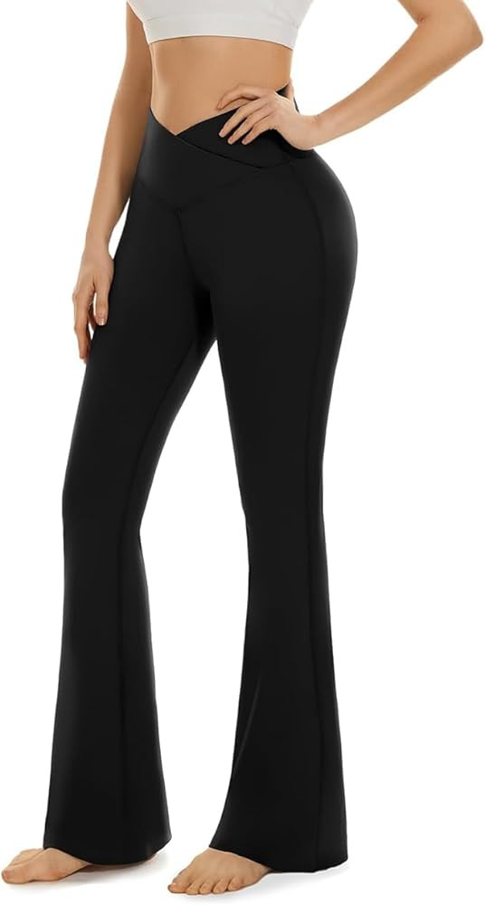 BLONGW Flared Leggings for Women Crossover Bootcut Yoga Pants Slim Workout Bootleg Trousers | Amazon (UK)
