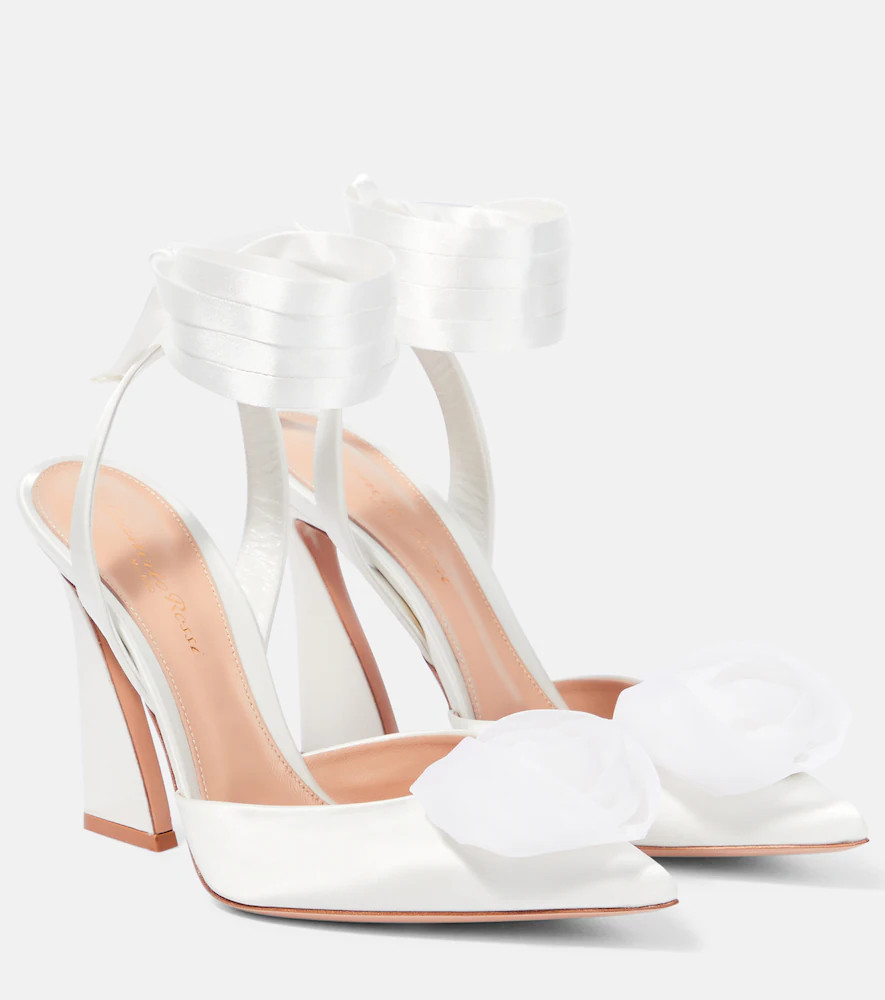 Gianvito Rossi Flower-embellished satin pumps | Mytheresa (US/CA)