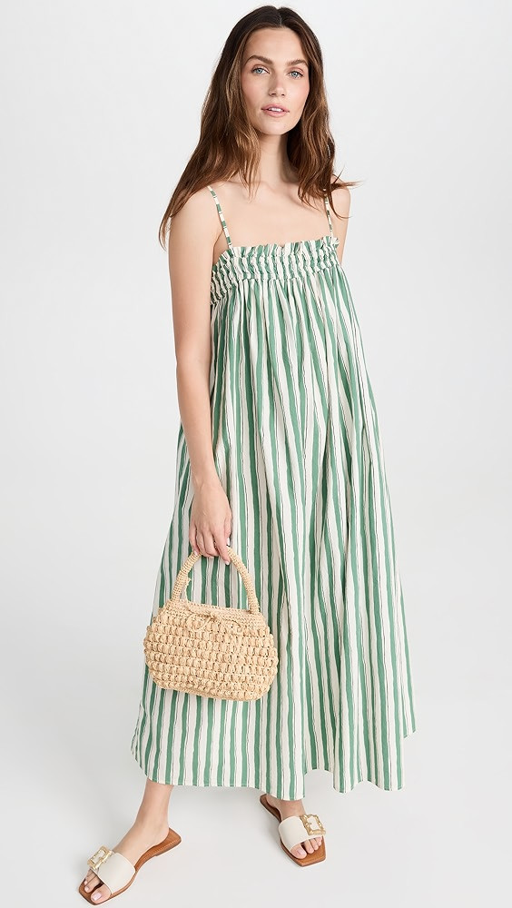 Madewell Poplin Ruffle A-Line Midi Dress in Stripe | Shopbop | Shopbop