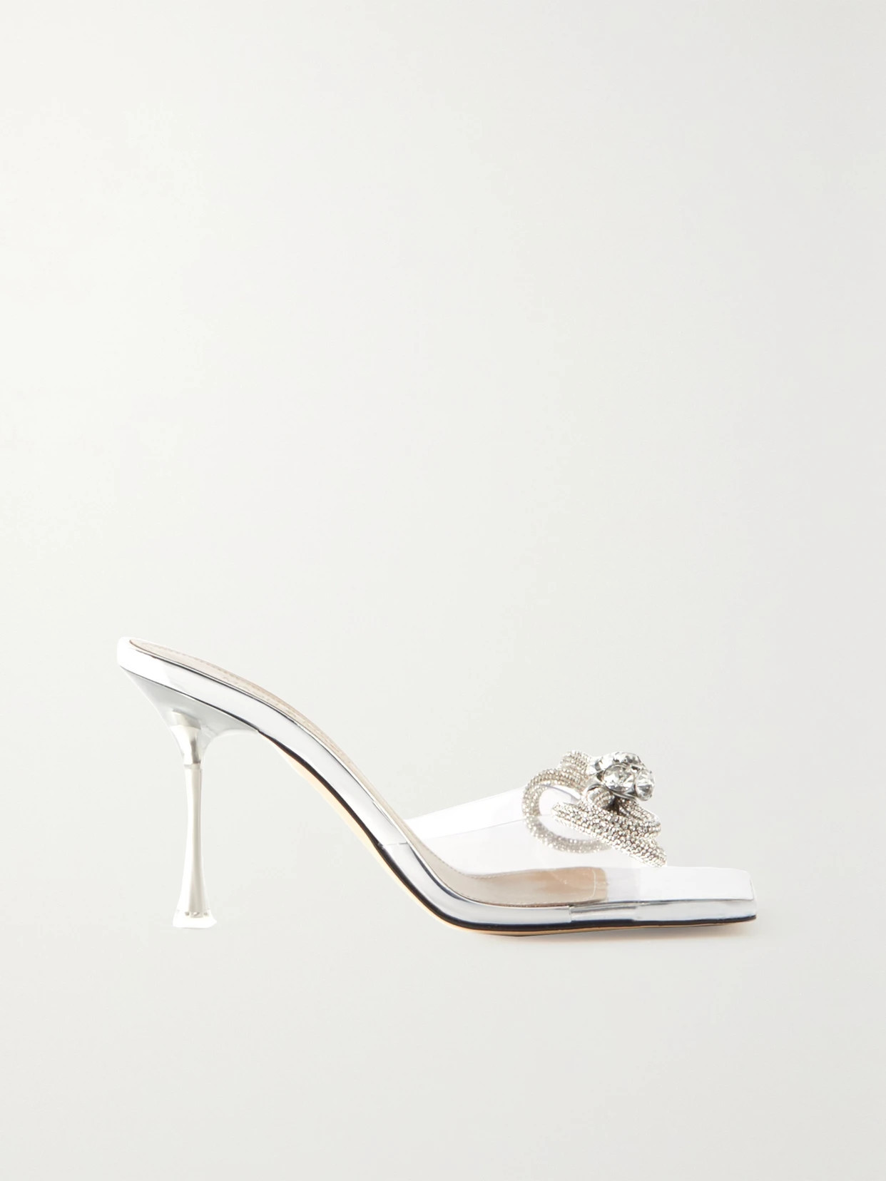 MACH & MACH - Double Bow Crystal-embellished Leather And Pvc Mules - Neutrals | NET-A-PORTER (US)