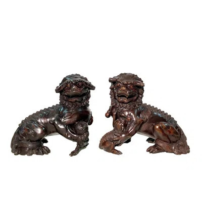 2 Piece Bronze Chinese Foo Lion Statue Set | Wayfair North America