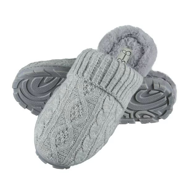 Jessica Simpson Womens Soft Cable Knit Slippers with Indoor/Outdoor Sole (Grey, Size Medium) - Wa... | Walmart (US)