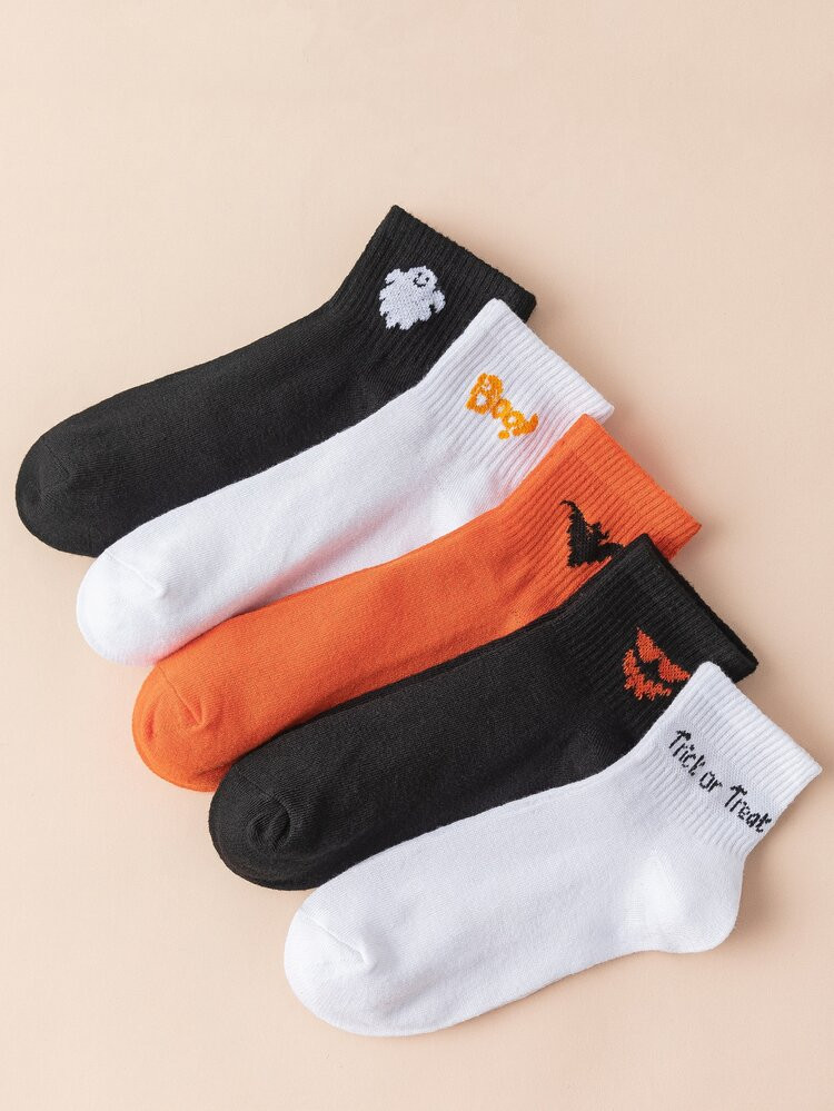 5pairs Halloween Print Crew Socks | SHEIN