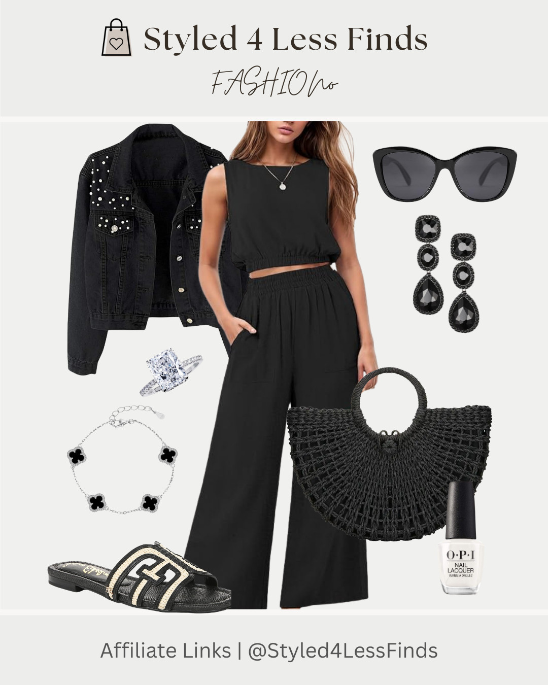 All black, but make it effortless 🖤✨

Casual with a bit of bling — my favourite combo. This chic two-piece set is giving elevated minimal with just the right amount of edge. I layered it with a studded denim jacket, bold sunnies, and statement earrings for that polished-but-easy vibe.

I’m obsessed with this bracelet and ring from Balmante Jewelry — they add just the right amount of sparkle without overpowering the look. Sometimes a little shine is all you need ✨

Style Tip: When wearing all black, mix textures (woven bag, denim, bold jewelry) to keep the outfit interesting and luxe. Adding one or two standout pieces of jewelry instantly elevates a simple set. 

 #LTKcanada #LTKover50style #LTKstyletip