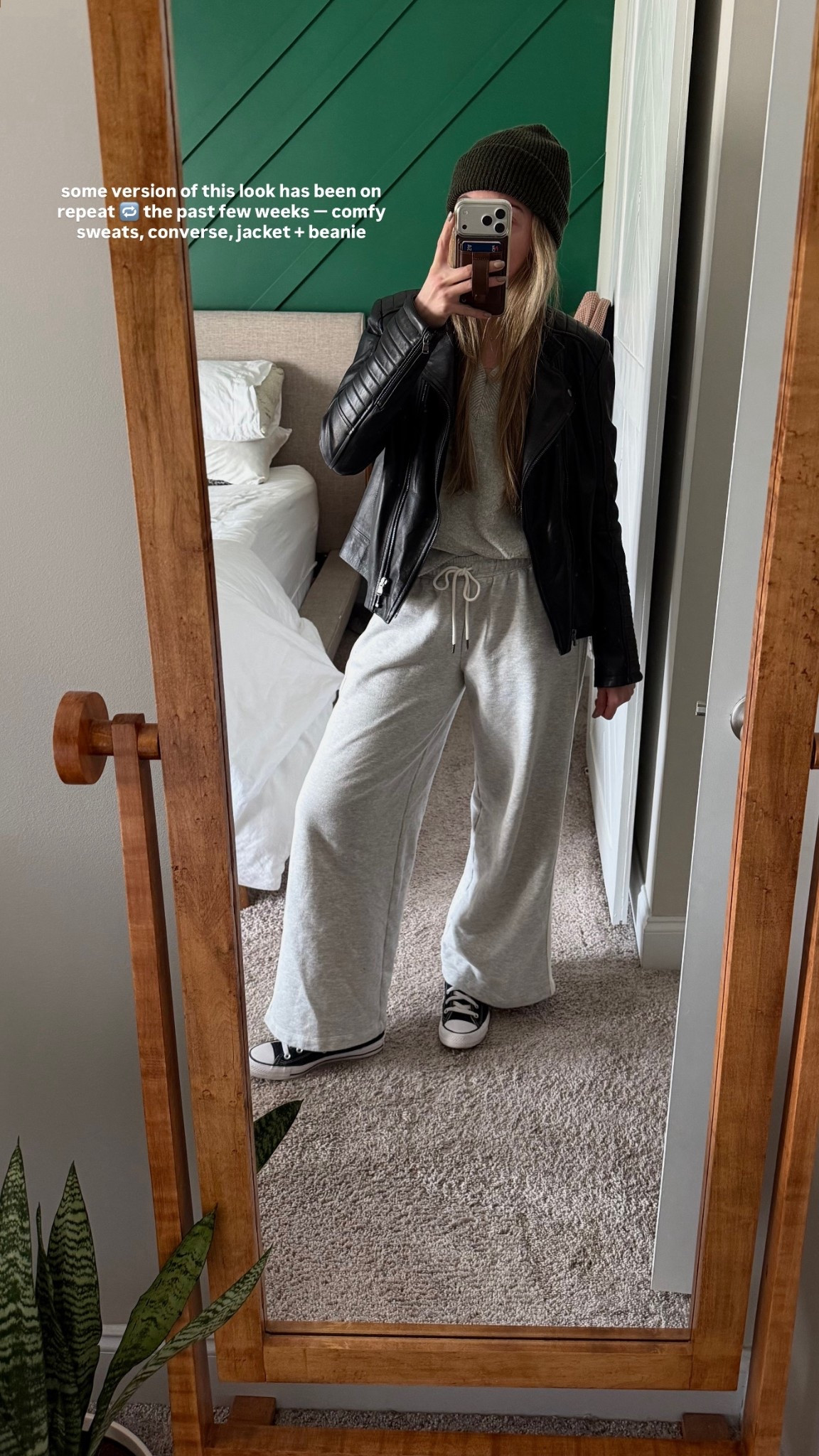 Winter uniform ❄️

V-neck sweater: small
Track sweat pants: small
Converse: run tts
Leather jacket from Italy, linked similar styles

Winter outfit / ootd / casual style / elevated basics / loungewear / for her / Heather Blair 

#LTKootd #LTKTravel #LTKSeasonal