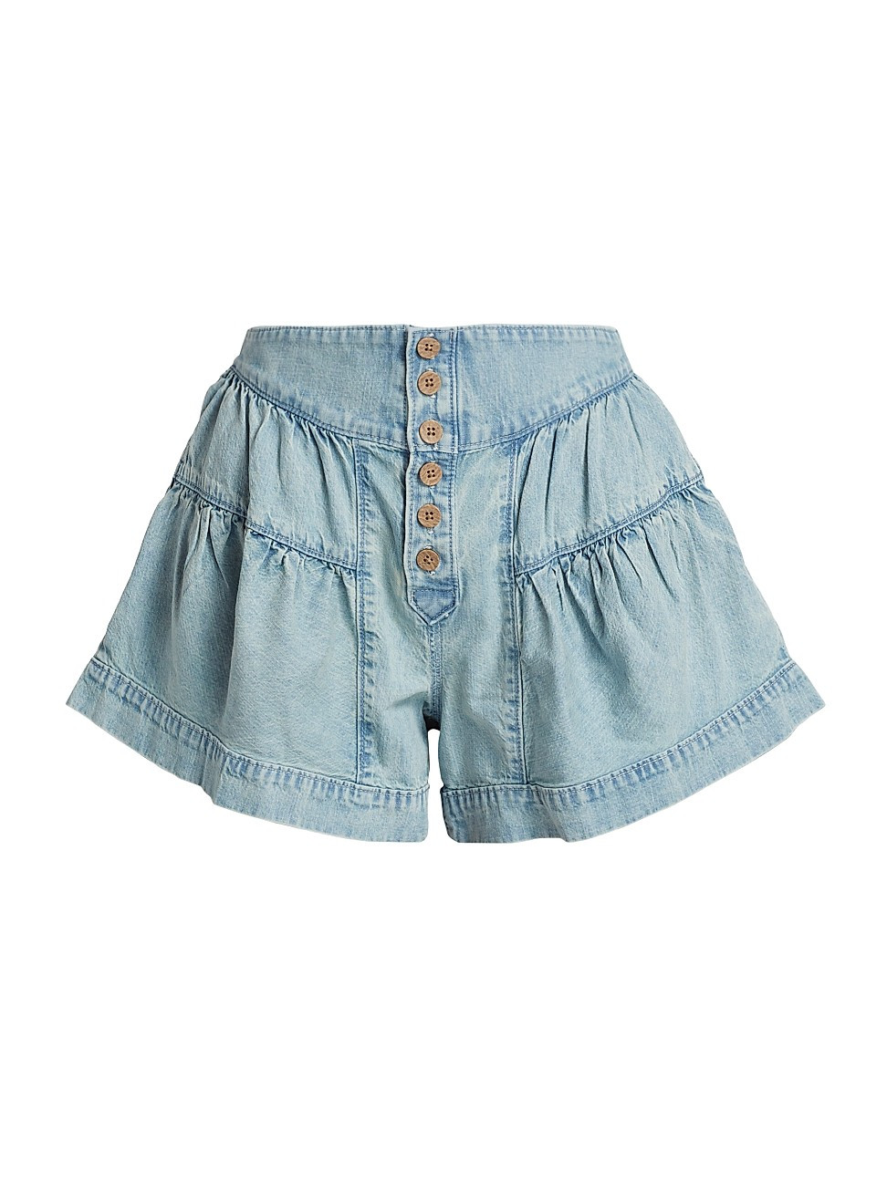 Women's Fleur Tiered Chambray Shorts - Belle Blue - Size XL | Saks Fifth Avenue