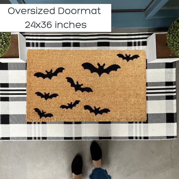 Halloween Doormat Oversized Doormat Bat Decor Fall Porch - Etsy | Etsy (US)