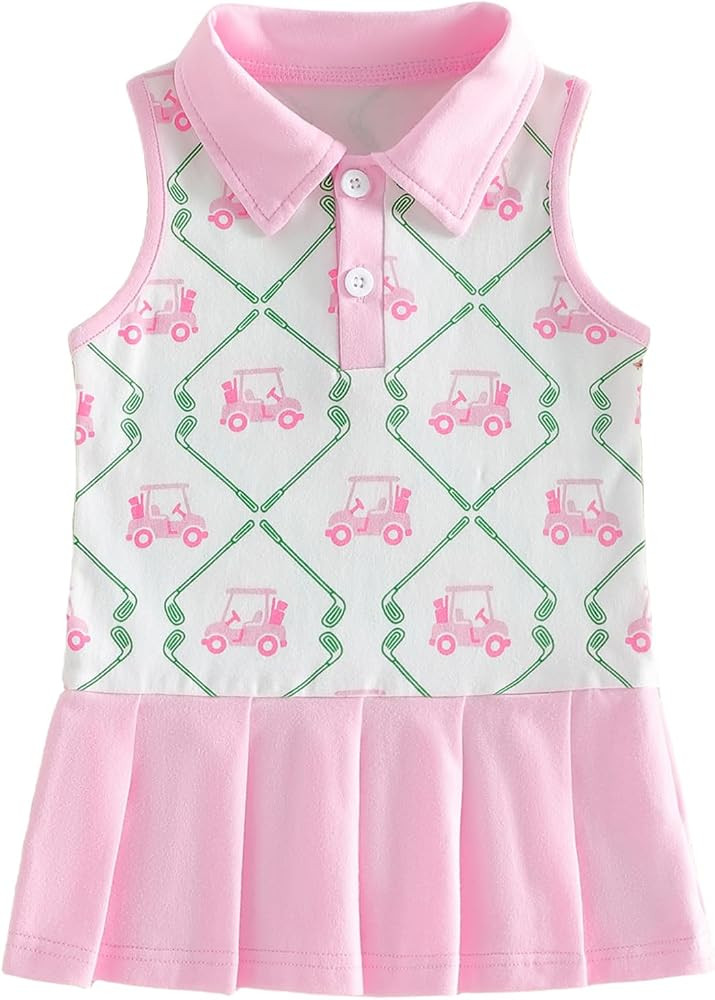 Toddler Girl Sports Outfit Golf Tennis Dress Sleeveless Polo Shirt Dresses Lapels Pleated Skirt S... | Amazon (US)
