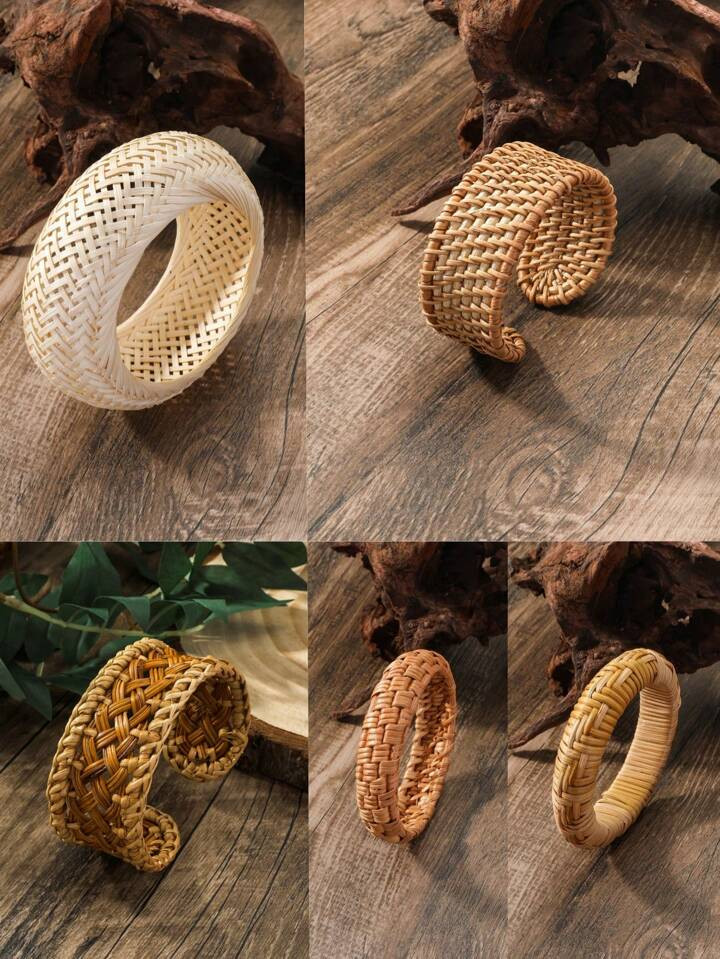A Vintage  Wooden Bangle, Woven Bracelet, Festival Bracelet Suitable For Women To Wear On Daily A... | SHEIN