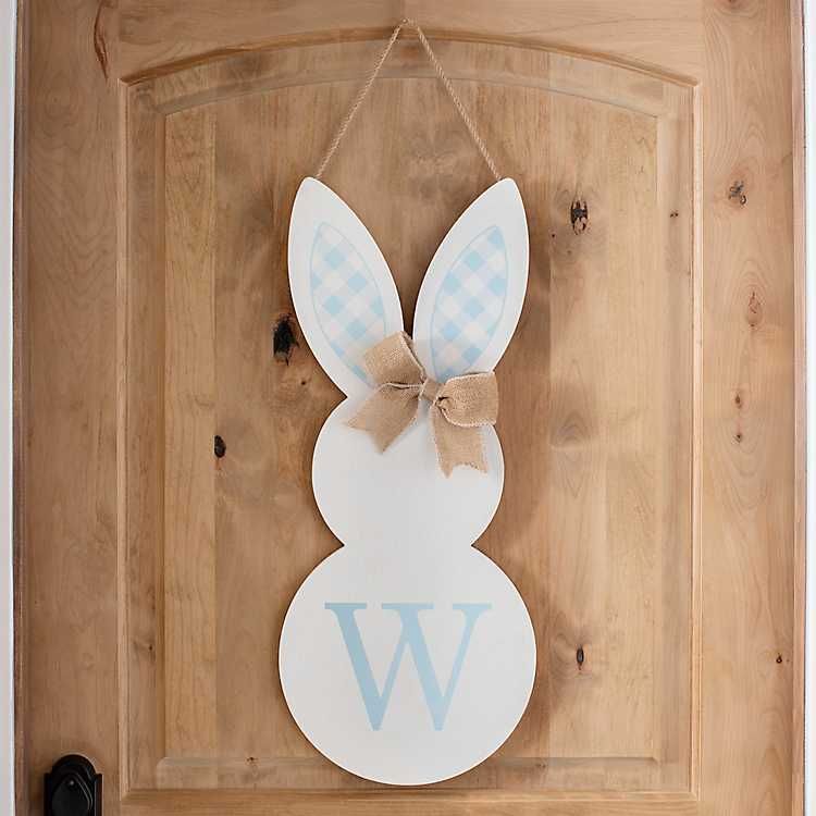 Blue Plaid Ears Monogram W Bunny Wall Plaque | Kirkland's Home