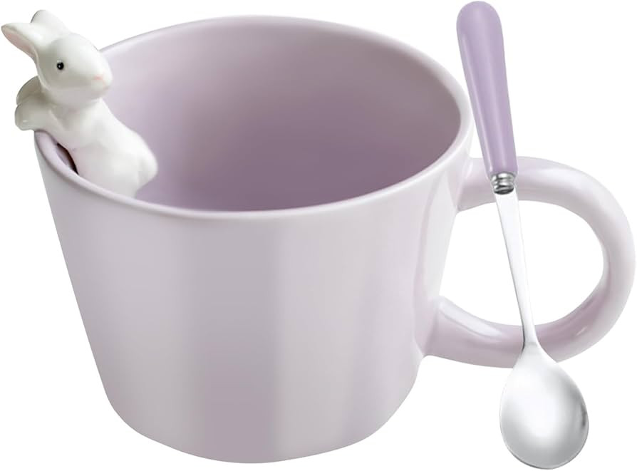 BigNoseDeer Cute Easter Bunny Mugs with 3D Rabbit Inside Ceramic Bunny Coffee Mug with Spoon Cute... | Amazon (US)