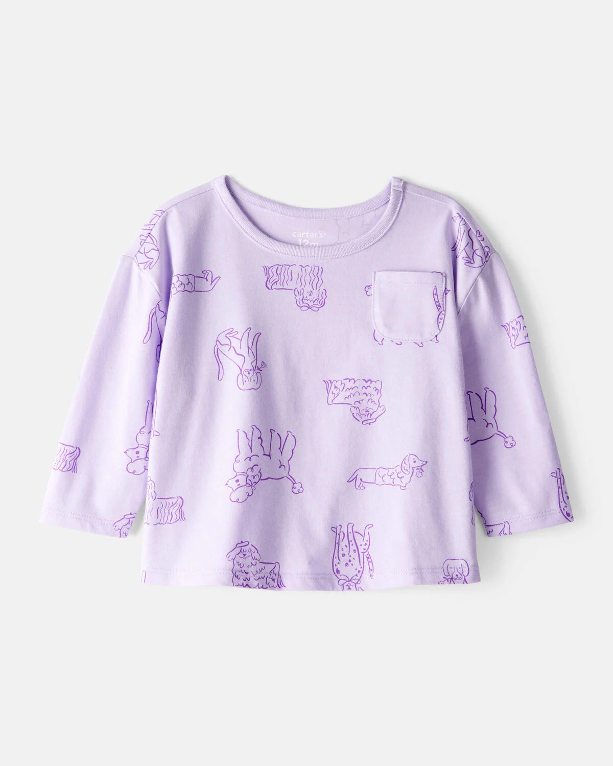 Baby Girl Dog Print Long-Sleeve Top - Purple | Carter's Inc