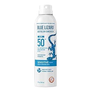 BLUE LIZARD Mineral Sunscreen Sensitive SPF 50+ Spray, 5 Ounce | Amazon (US)
