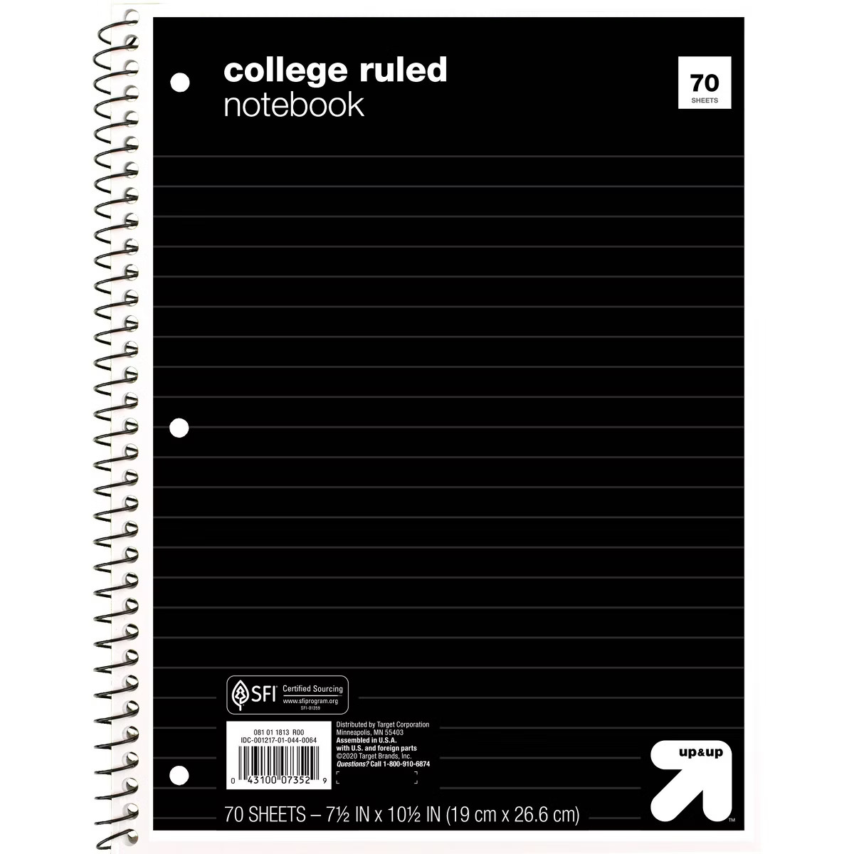 College Ruled 1 Subject Flexible Paperboard Cover Spiral Notebook - up&up™ | Target