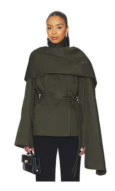 EAVES Yuna Crop Trench in Hunter Green from Revolve.com | Revolve Clothing (Global)