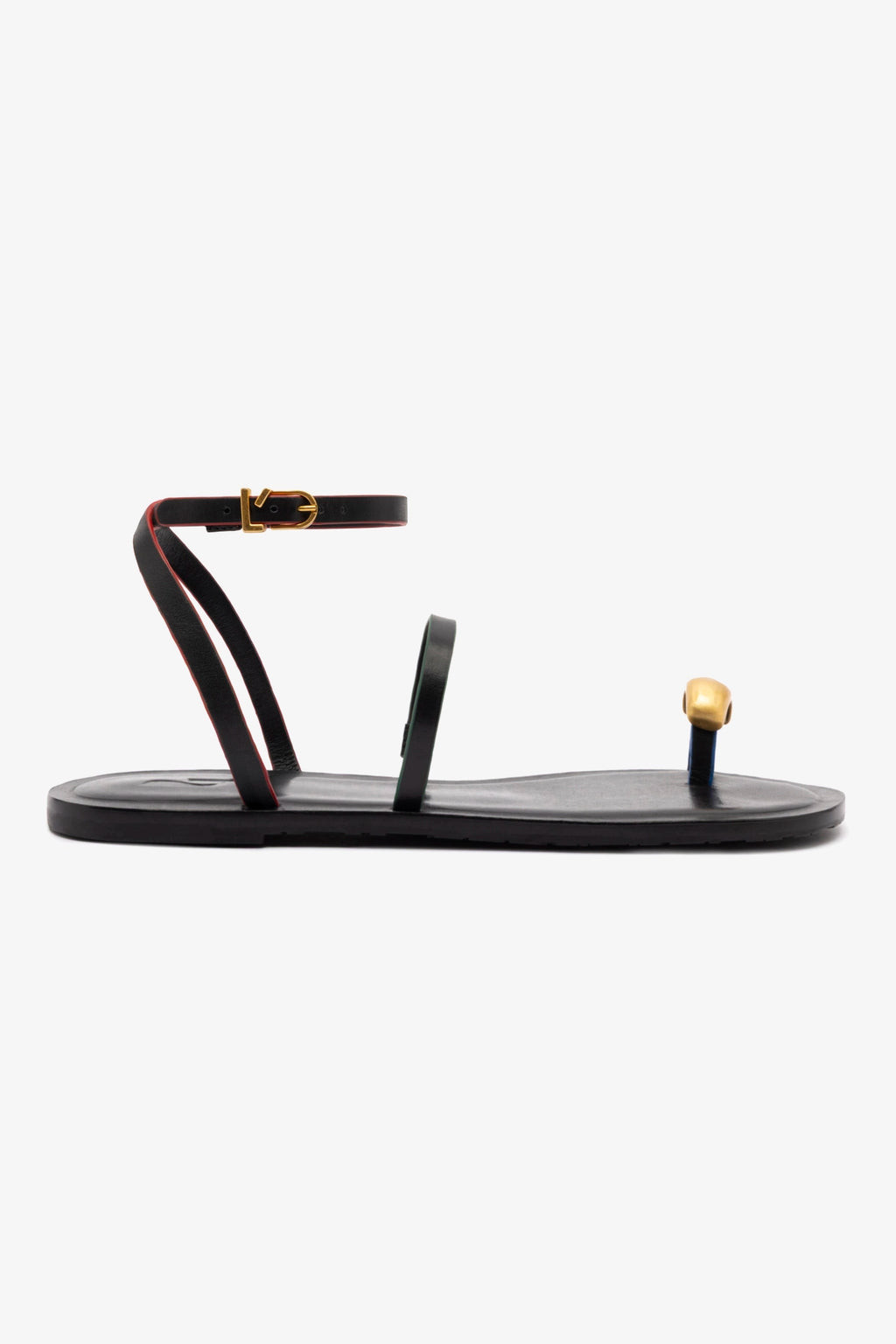 Biarritz Flat Sandal In Black Leather | Larroude