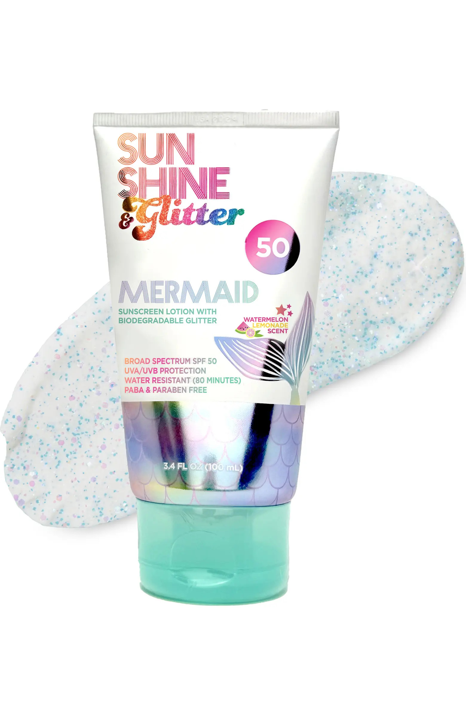 Sunshine & Glitter Kids' SeaStar Sparkle Mermaid Reef Safe Biodegradable Glitter Sunscreen SPF 50... | Nordstrom