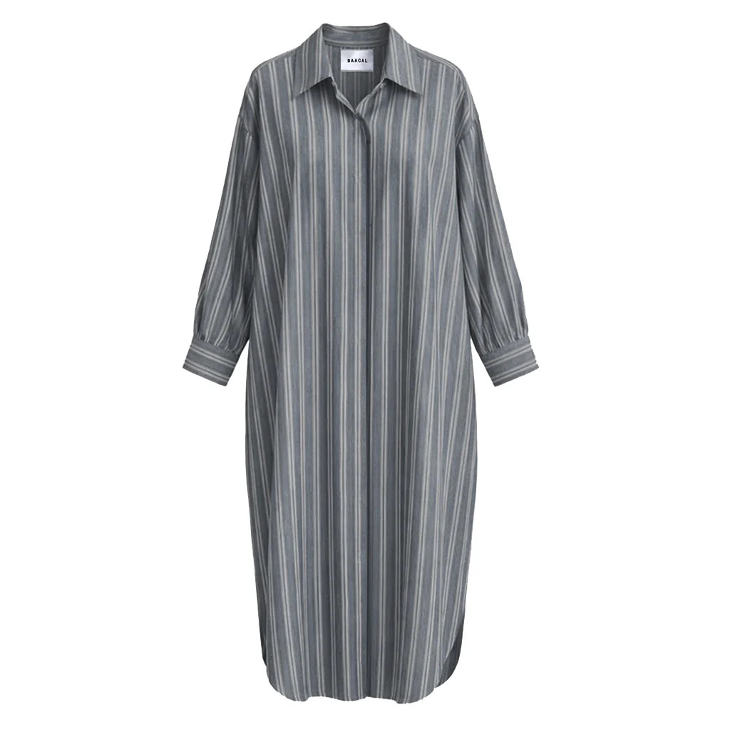Mia Oversized Shirt Dress- Grey | BAACAL Limited, LLC
