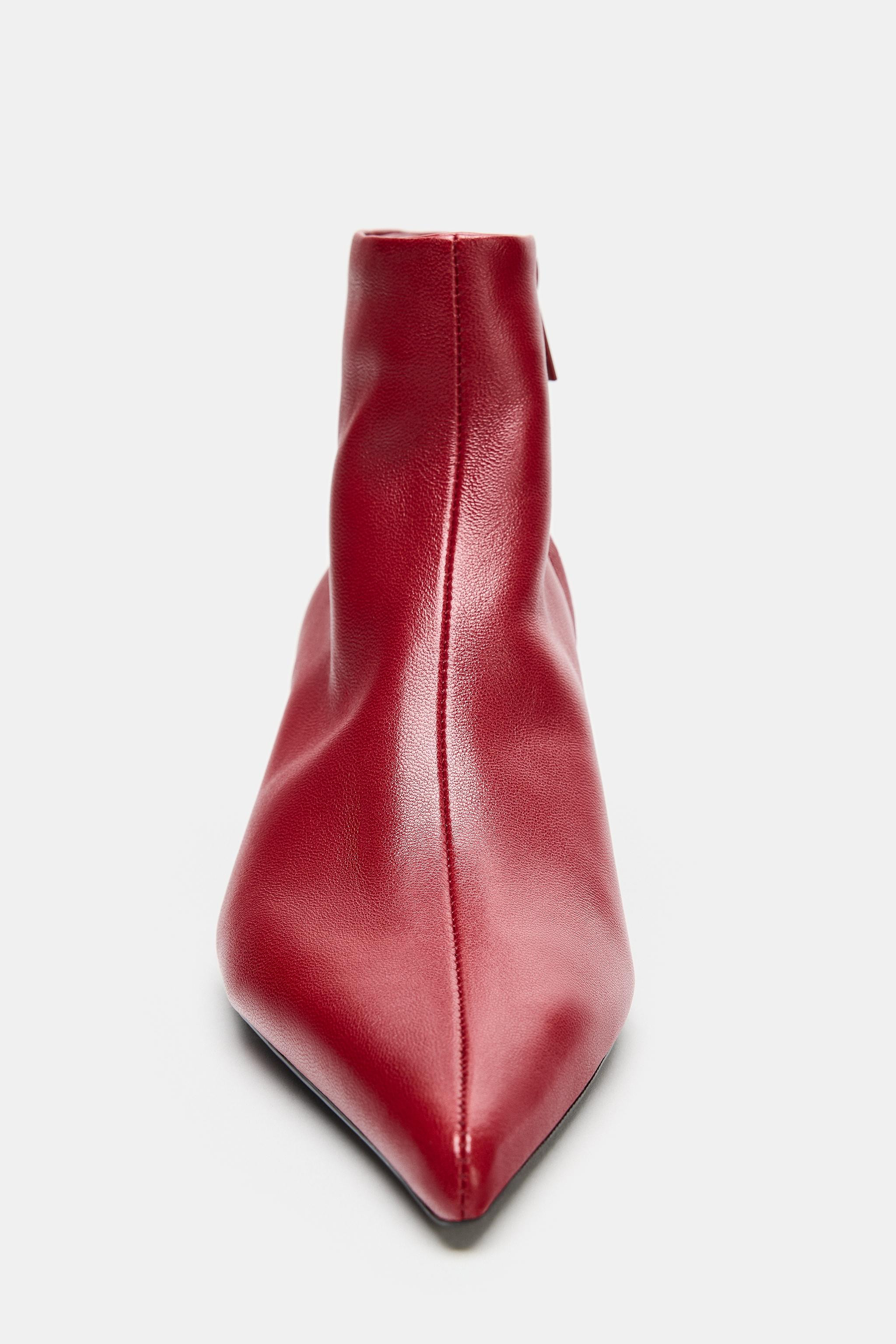 SOFT LEATHER KITTEN-HEEL ANKLE BOOTS | Zara UK