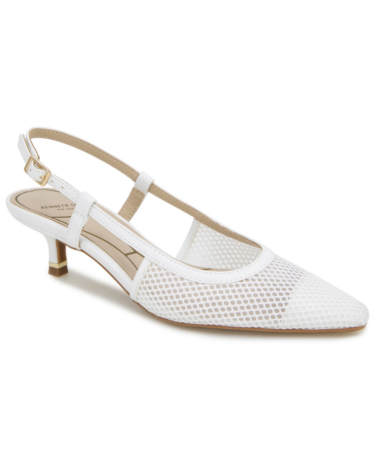 Kenneth Cole New York Women's Martha Mesh Kitten Heel Pumps - White | Macy's