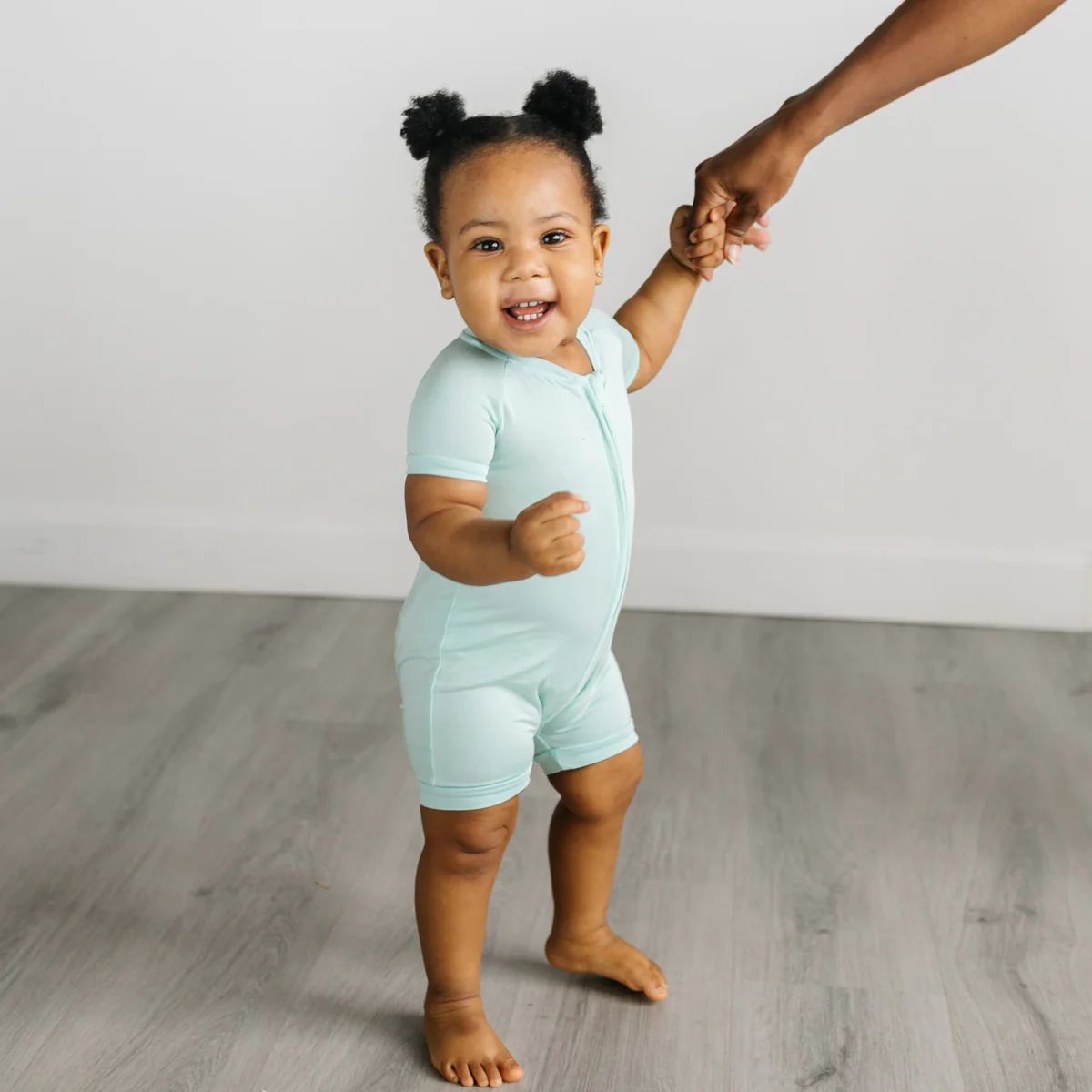 Aquamarine Bamboo Viscose Shorty Zippy | Little Sleepies