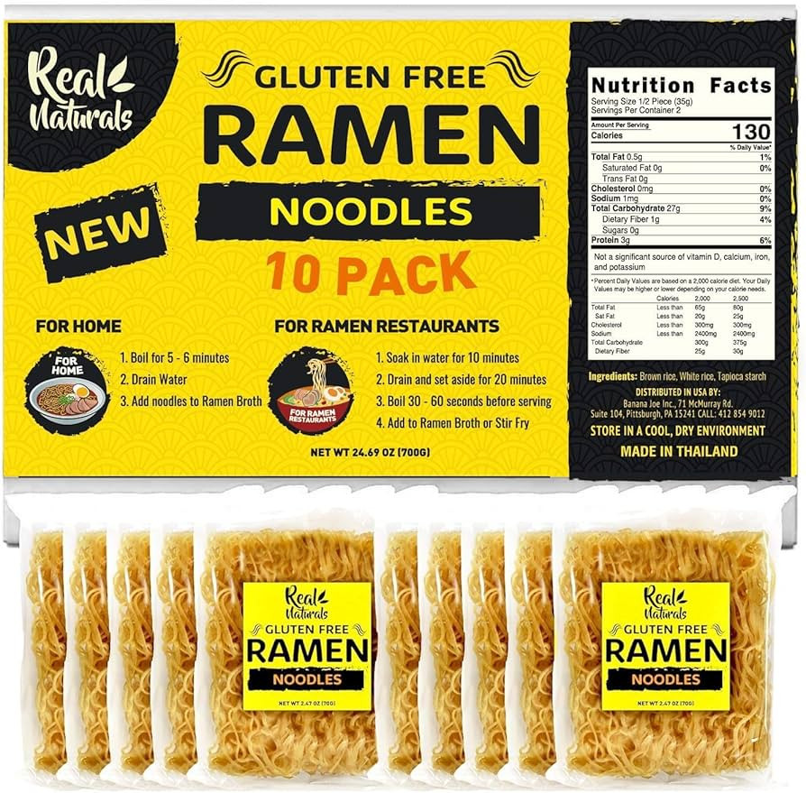 Gluten free ramen noodles low sodium ramen (10 pieces) Plain ramen noodles. Restaurant grade. Jap... | Amazon (US)