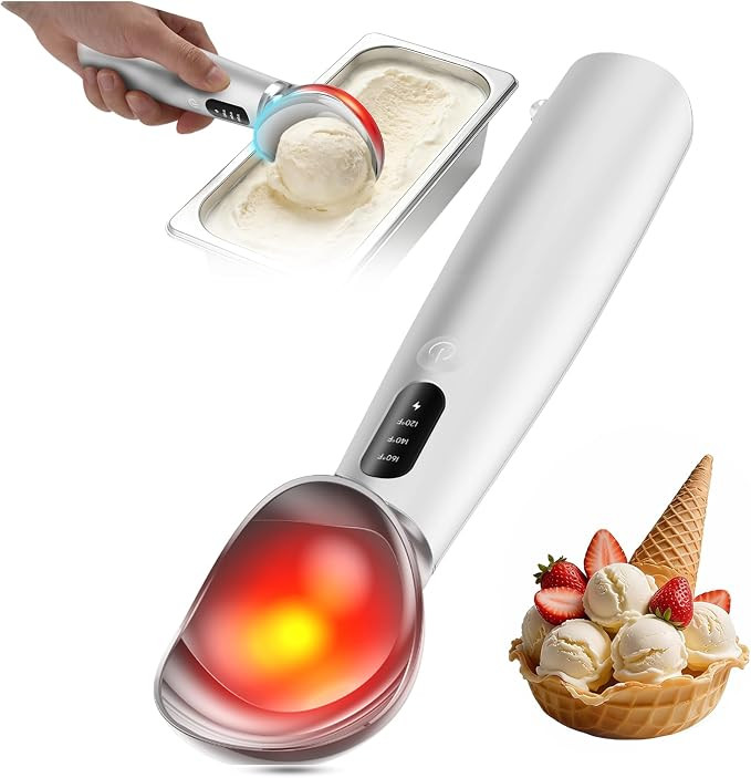 Heated Ice Cream Scoop, 3-Temp Modes & 160°F Fast Heating | Rechargeable with LED Monitor, IPX7 ... | Amazon (US)