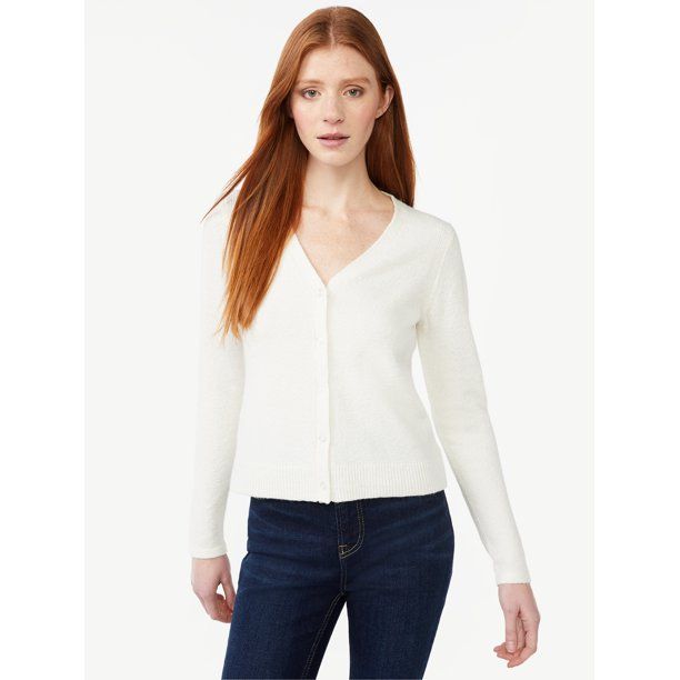 Free Assembly Women's V-Neck Cardigan Sweater, Lightweight | Walmart (US)