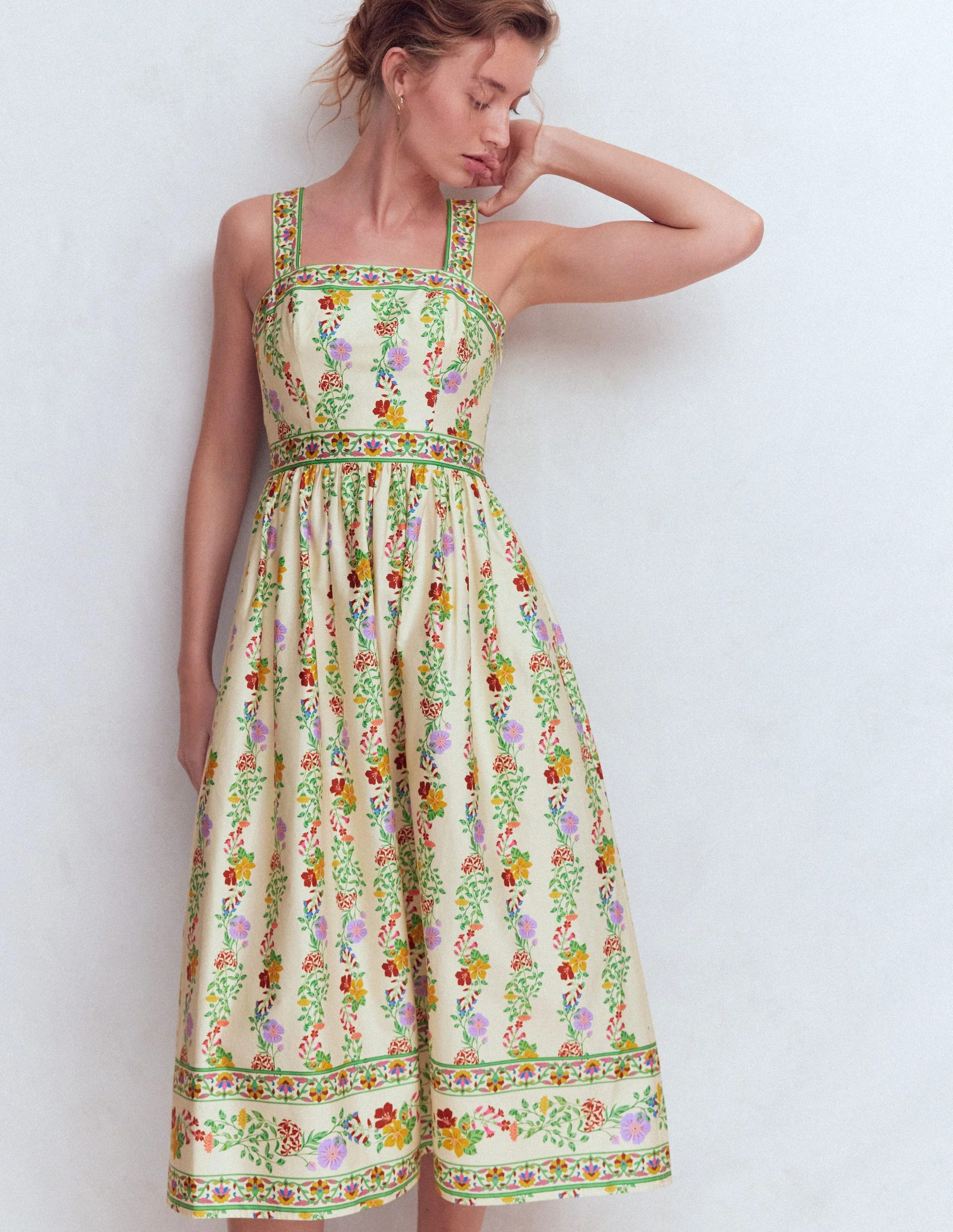 Square Neck Occasion Dress-Ivory, Blossom Trail | Boden UK