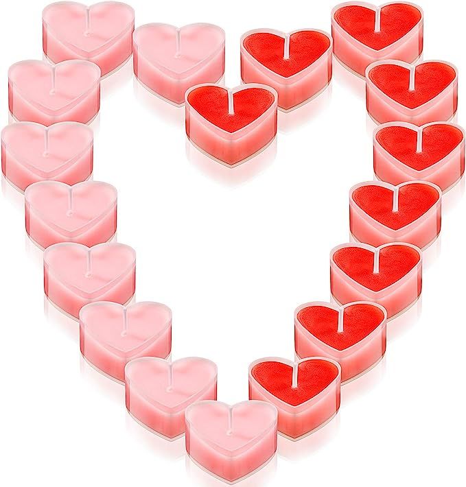 Nuanchu 18 Pieces Heart Shape Candles Tealights Candle Romantic Love Candles Tea Light Candles fo... | Amazon (US)