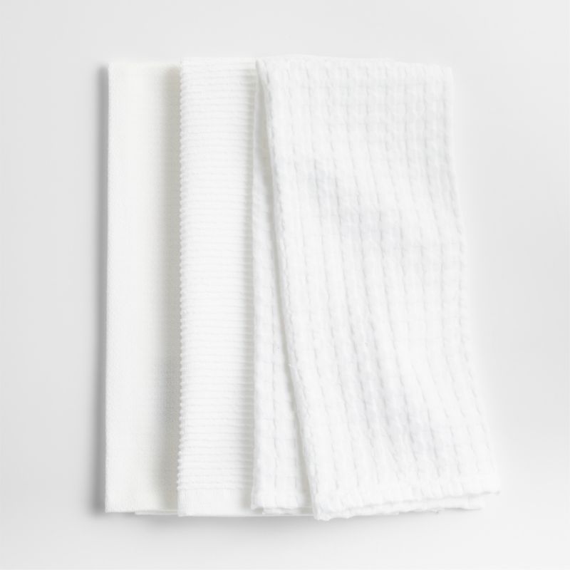Absorbent Multi-Weave White Tea Kitchen Dish Towels, Set of 3 + Reviews | Crate & Barrel | Crate & Barrel