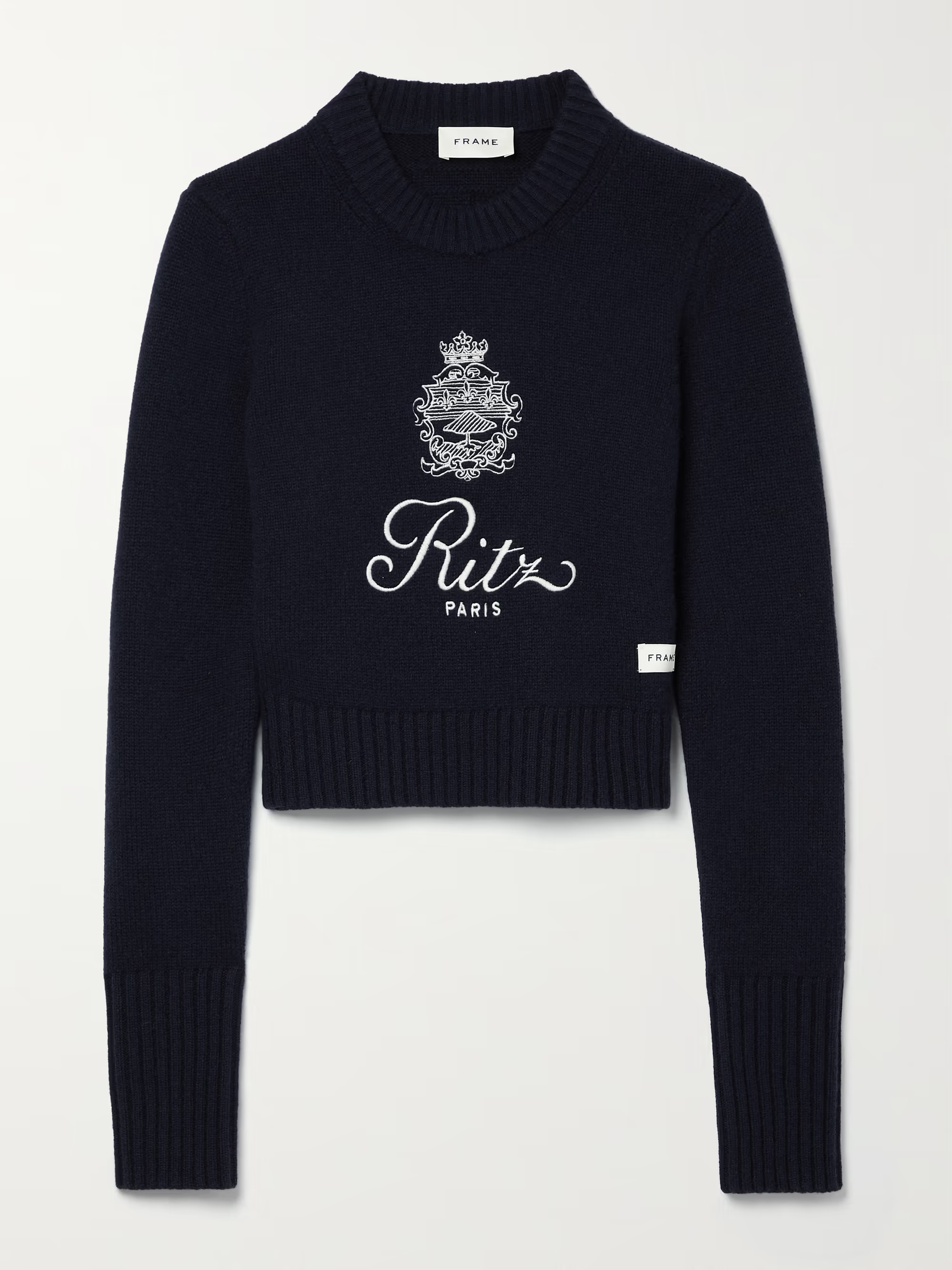 + Ritz Paris cropped embroidered cashmere sweater | NET-A-PORTER (UK & EU)