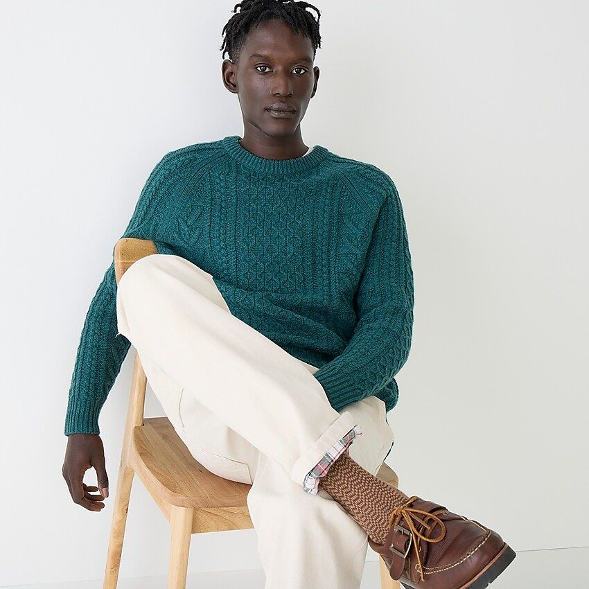 Rugged merino wool cable-knit sweater | J.Crew US