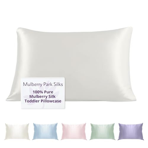 Mulberry Park 19 Momme Silk Pillowcase for Kids & Toddlers - Prevents Bed Head & Frizz, Gentle on Delicate Skin & Hair - Grade 6A Pure Mulberry Silk - 13" x 18" / Natural White | Amazon (US)