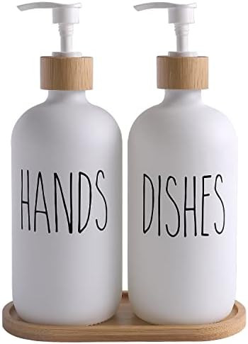 MOMEEMO White Soap Dispenser Set, Contains Glass Hand Soap Dispenser and Glass Dish Soap Dispense... | Amazon (US)