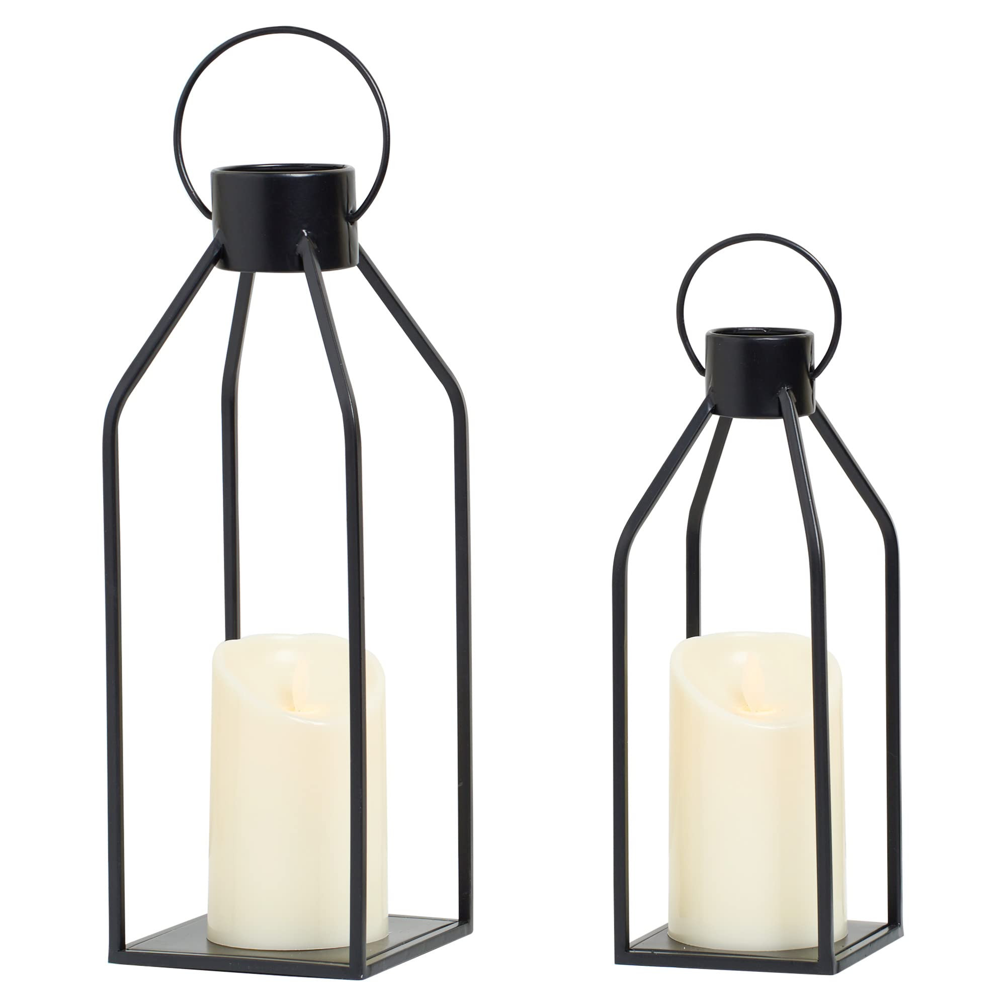 HPC Decor Modern Farmhouse Lantern Decor- Black Metal Candle Lanterns for Christmas- Lanterns Dec... | Amazon (US)