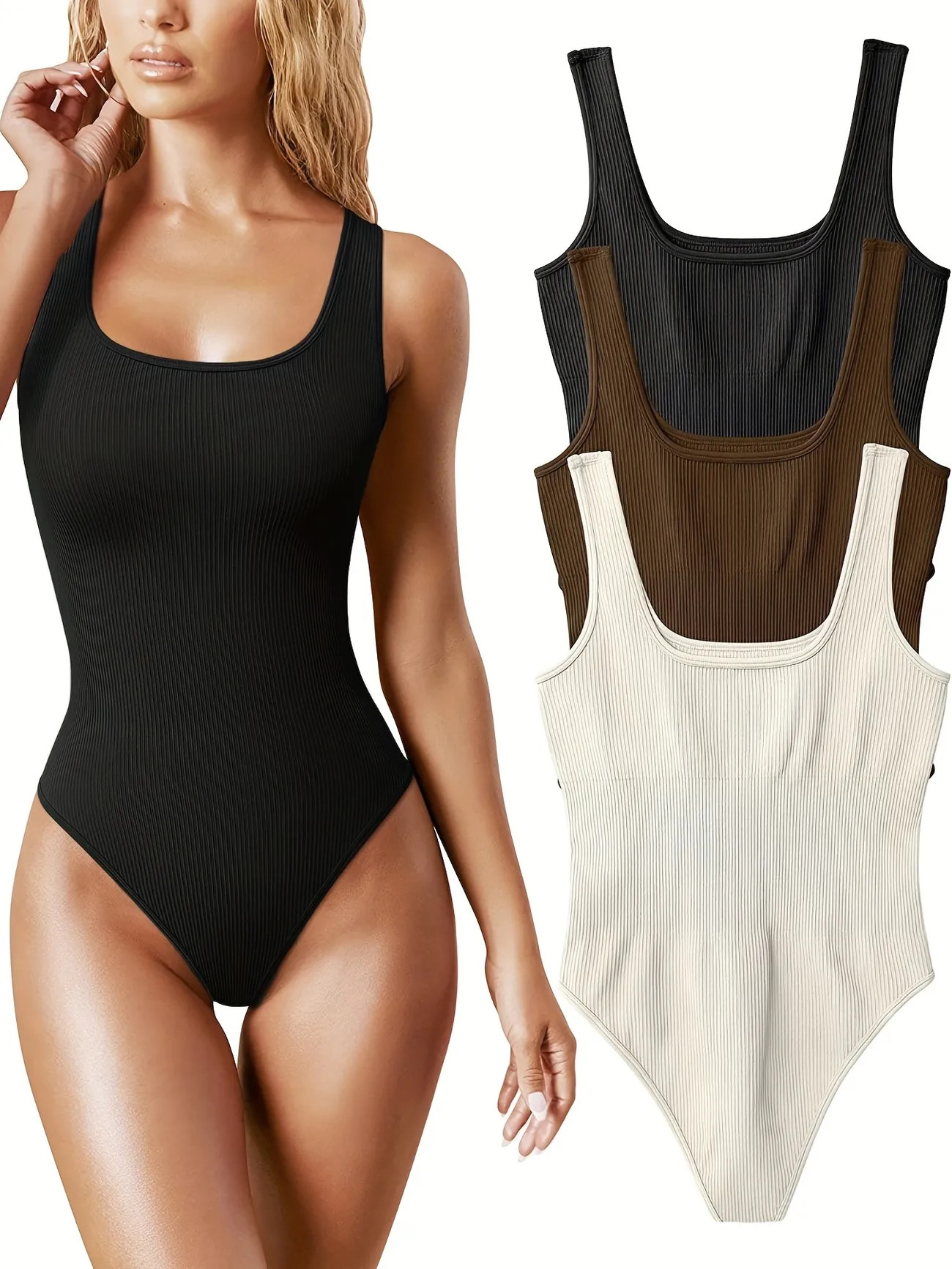 Black U-neck Sleeveless Rib Knitting Romper, High Stretch Yoga Fitness One Piece Sports Romper, W... | Temu Affiliate Program