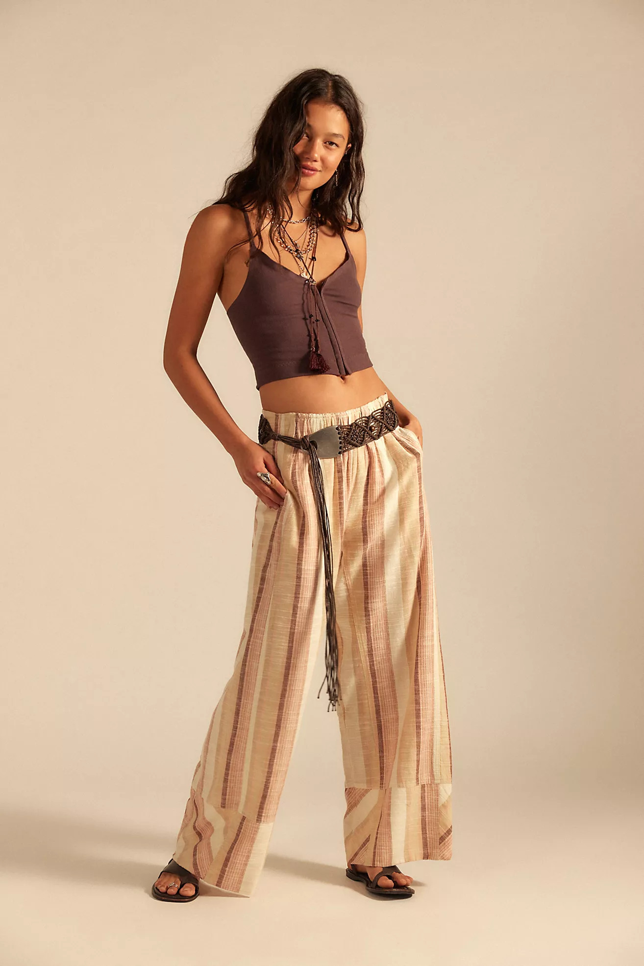 Day's End Linen Striped Pull-On Pants | Free People (Global - UK&FR Excluded)