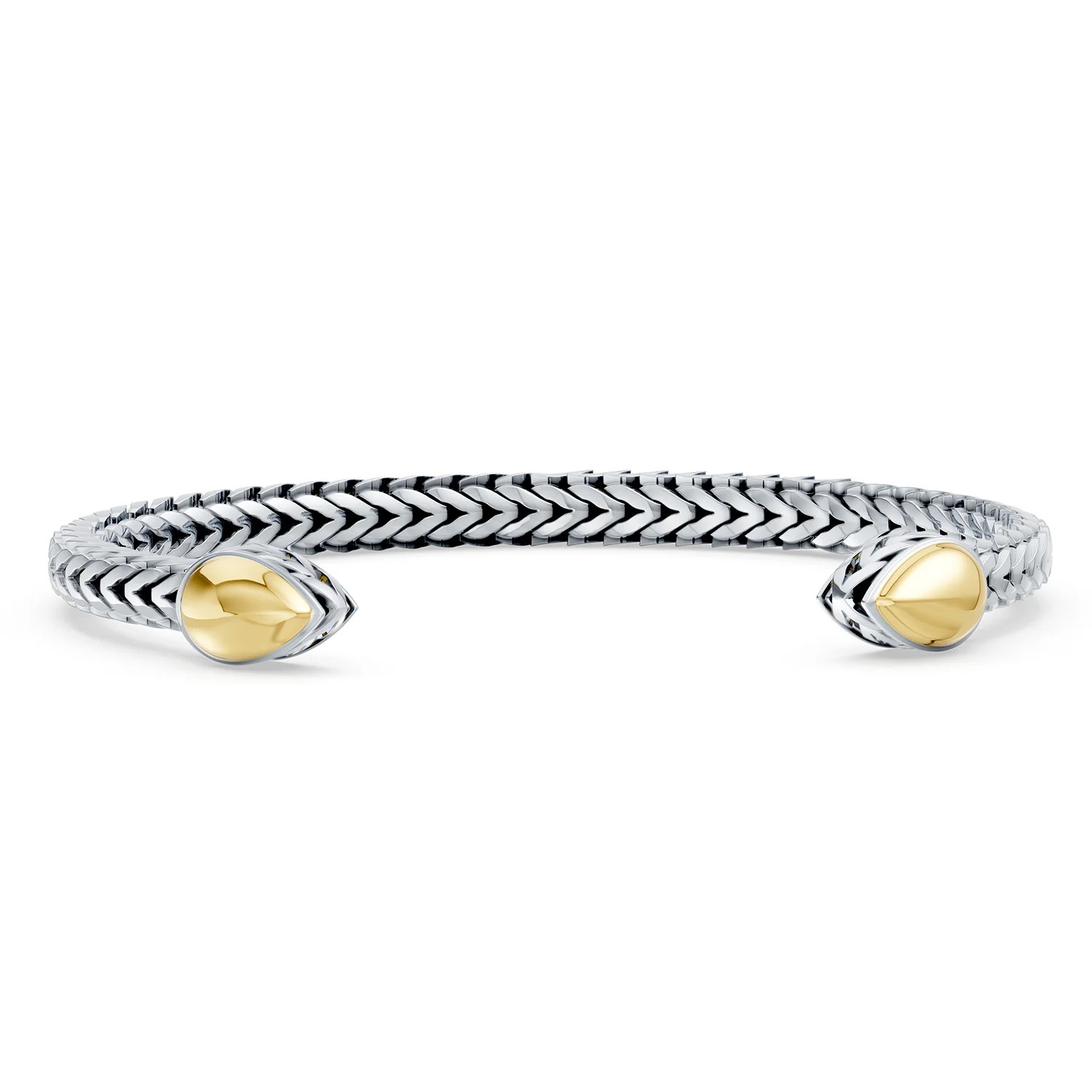 Oxidized Sterling Silver and 18K Yellow Gold Open Flex Cuff Bracelet | Angara US