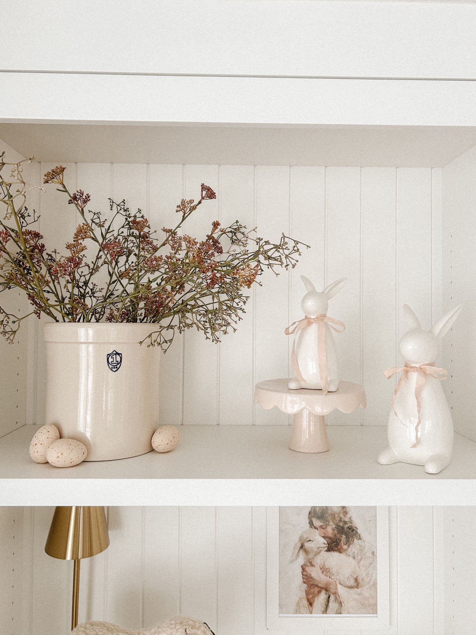 There’s something about classic, light and airy Spring Decor. A fresh start, a muted color palette and some nice Spring Stems. Throw a light pink ribbon around a few bunnies and the look is complete. Sometimes styling built-in shelves can feel like a chore, to help me feel motivated I grab one new treasure each season and build the style and feeling around my new piece. This year it’s these Faux Spring Stems. They make me so happy and I won’t have to fight to keep water on the top shelf all season long! Spring Decor is so refreshing! And Easter Decor is so fun too!

#LTKSeasonal #LTKFindsUnder50 #LTKHome